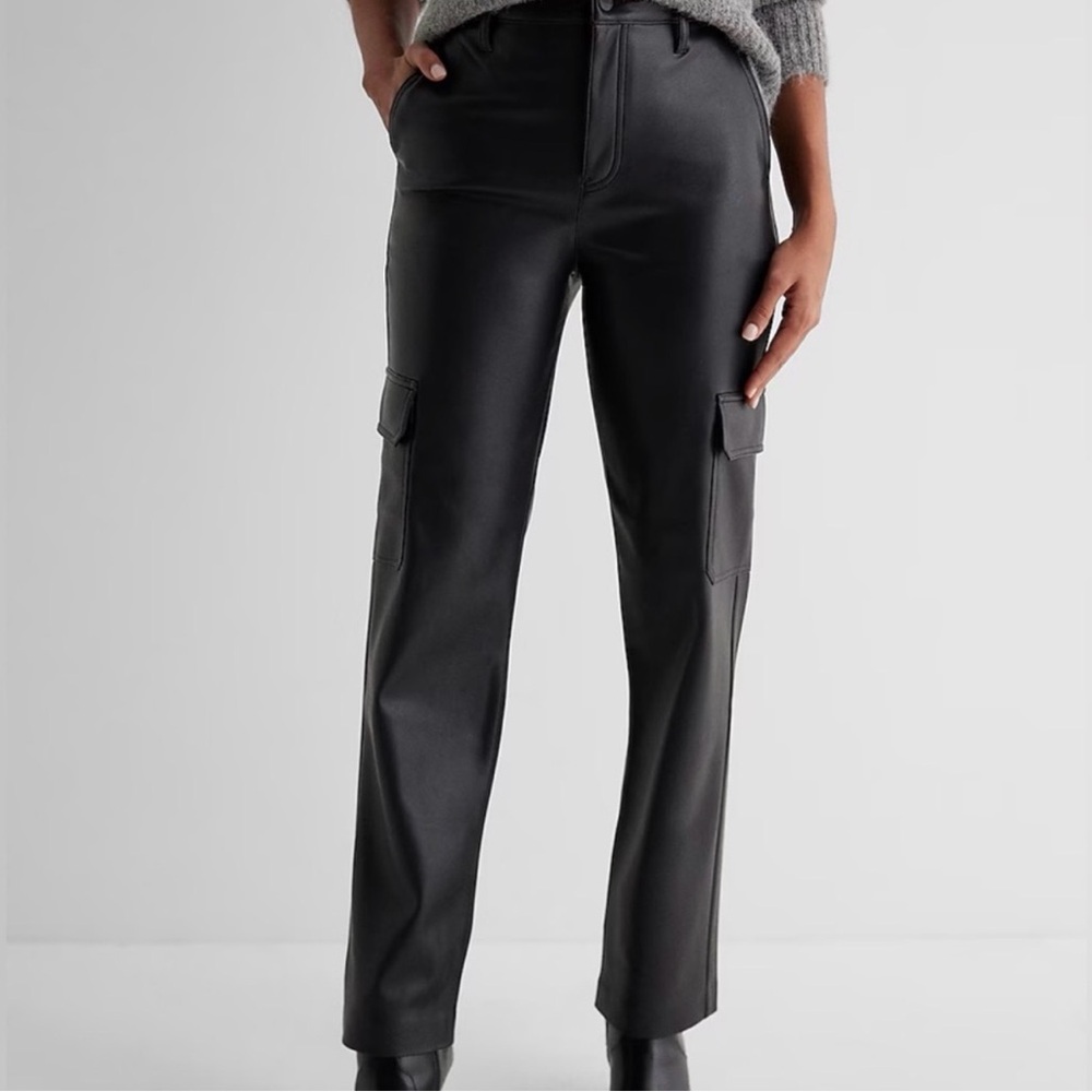 Express Faux Leather Cargo Straight Pants - Picture 6 of 8